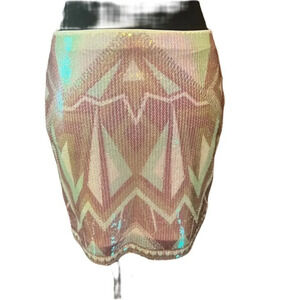 Decree sequin skirt Pink and White mini medium NWT